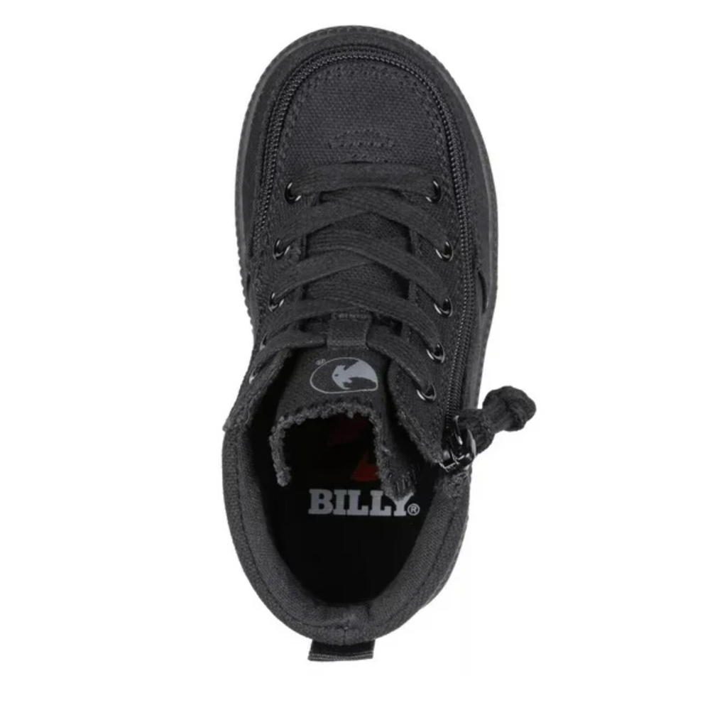 BILLY Footwear Toddler Harmon Sneakers - Black 6T: Zipper & Lace Up, Cushioned Insole, Non Marking Sole