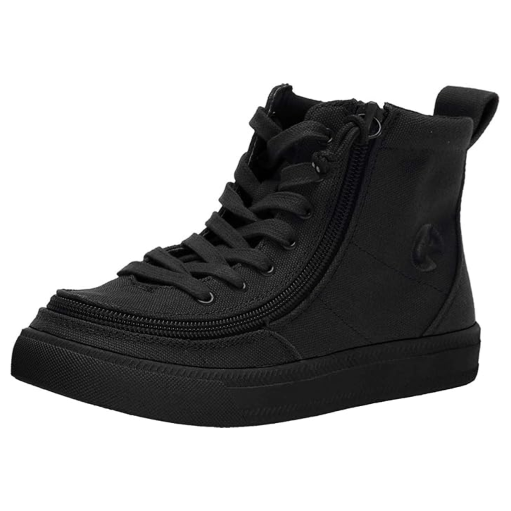 BILLY Footwear Toddler Harmon Sneakers - Black 8T: Zipper Lace Up, Cushioned Insole, Non Marking Sole