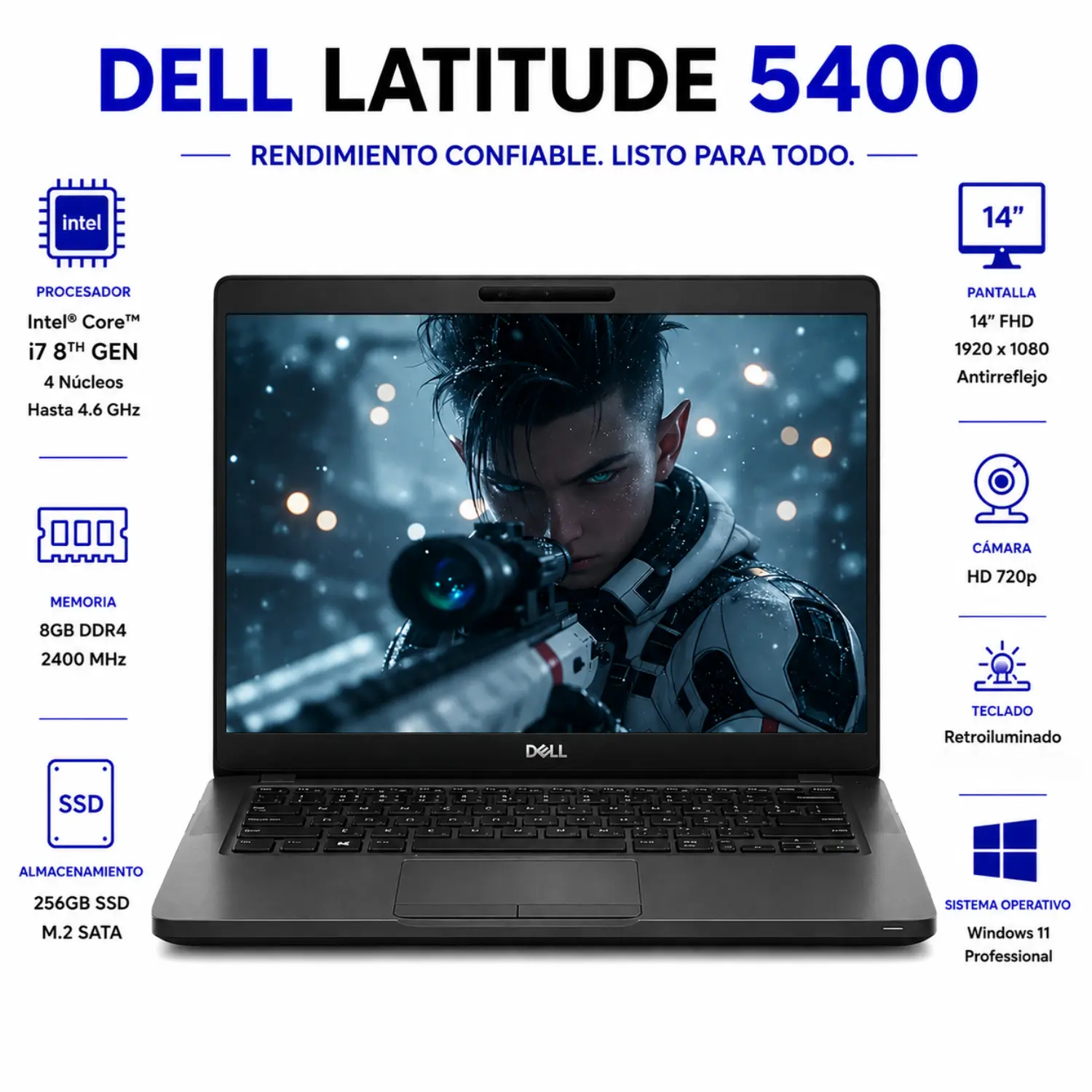 Dell Latitude 5400 14" FHD Intel Core i7 8GB RAM 256GB SSD Windows 11 (Reacondicionado) 