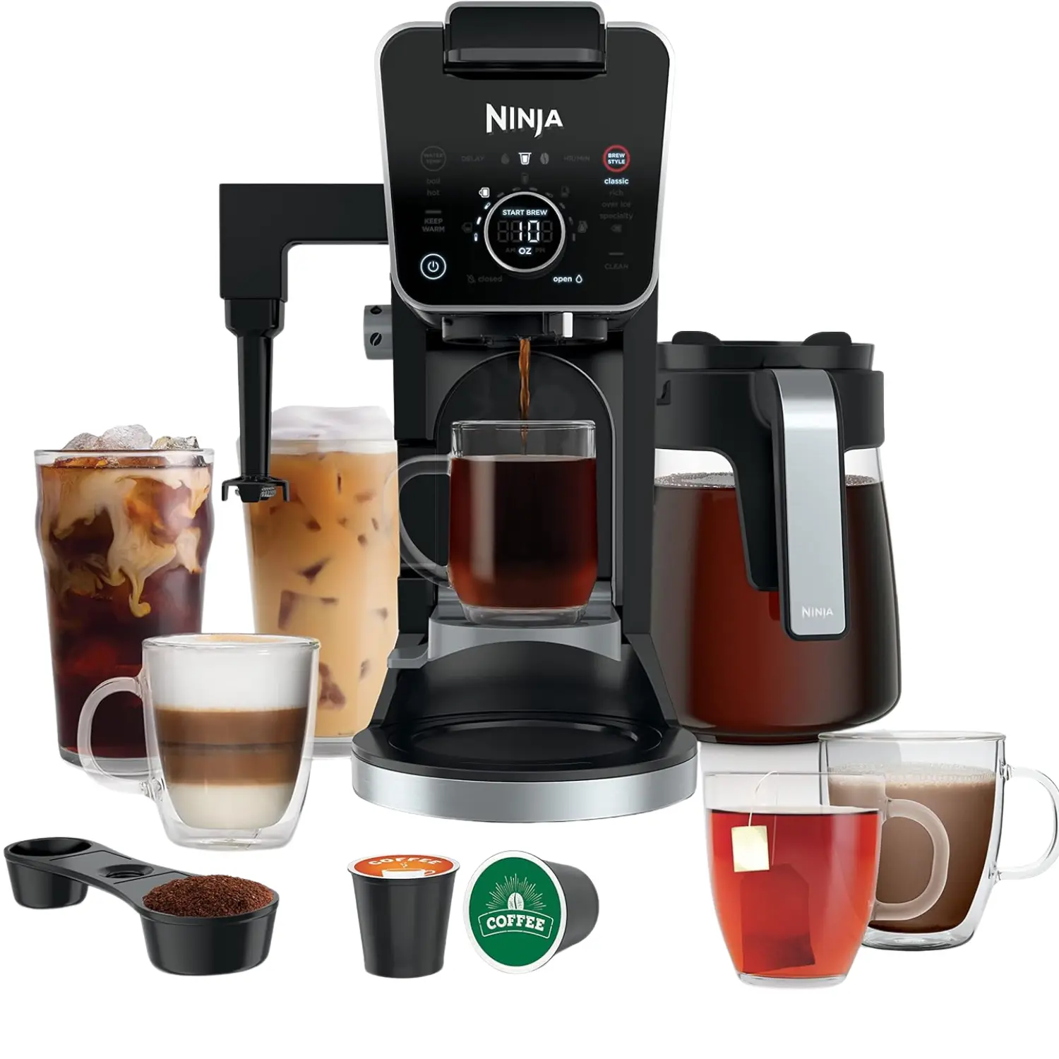 Ninja DualBrew Pro Specialty Coffee System – Cafetera 3-en-1: Pod, Single-Serve y 12 Tazas, Espumador Integrado, Depósito XL, Canadian Version
