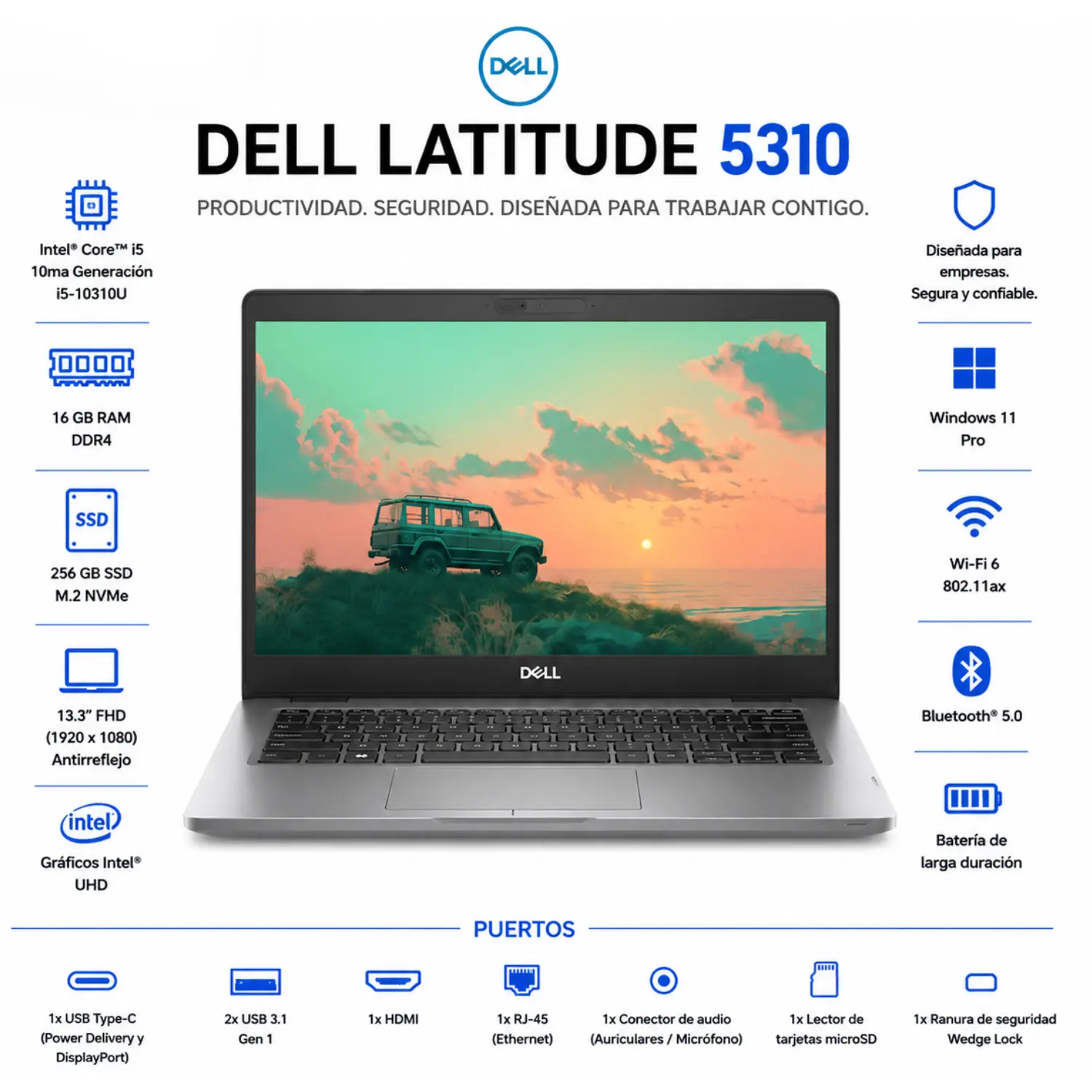 Dell Latitude 5310 13.3" FHD Intel Core i5 16GB RAM 256GB SSD Windows 11 (Reacondicionado) 