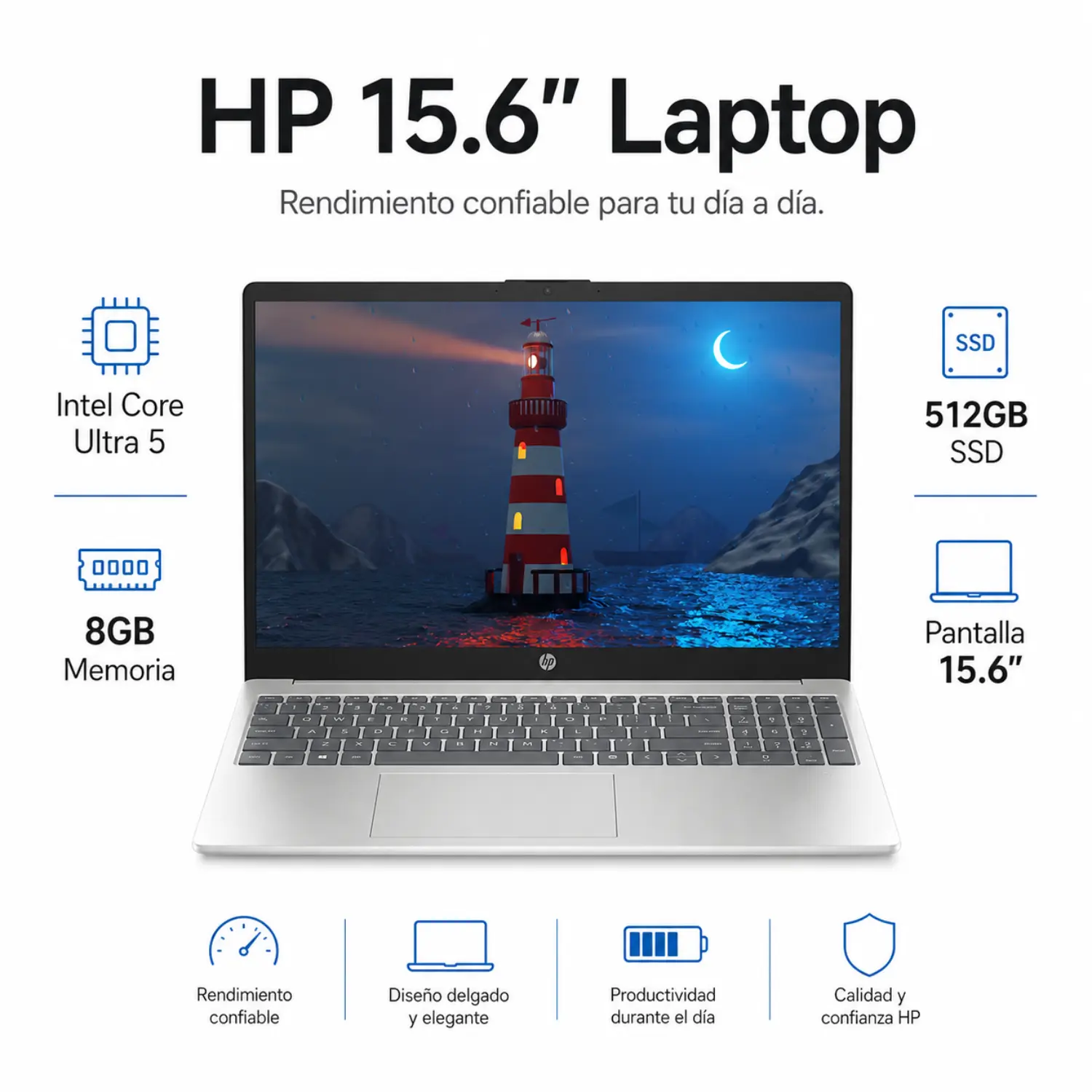 HP 15-fd0154 - 15.6" FHD Touch Display - Core Ultra 5 125H - 8GB RAM - 512GB SSD - Windows 11 Home