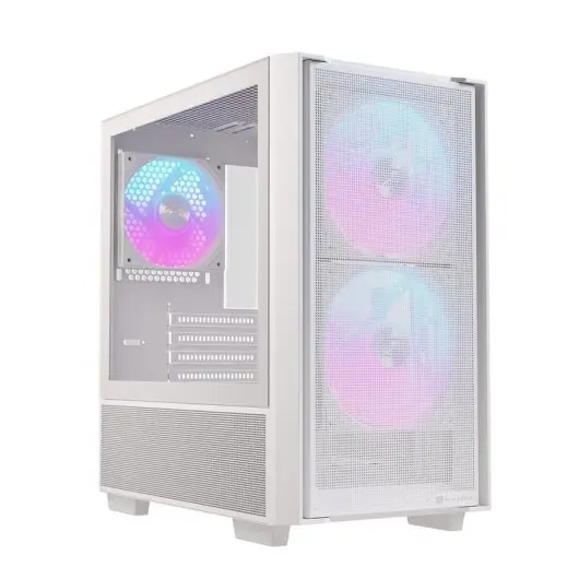 Gabinete EINAREX Pulse PM150 RGB White – MATX – Cristal Templado – 3 Fans - USB C