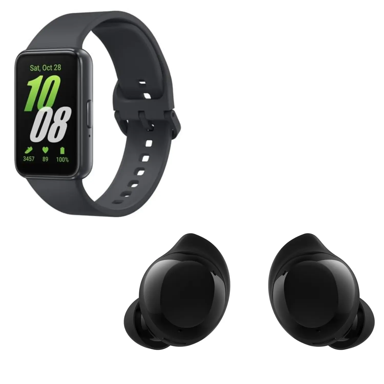 Kit Samsung Galaxy | Watch Fit3 Gray + Buds Core Black | Pantalla AMOLED 1.6" | Sonido AKG | Cancelación de Ruido | Bundle Salud y Audio