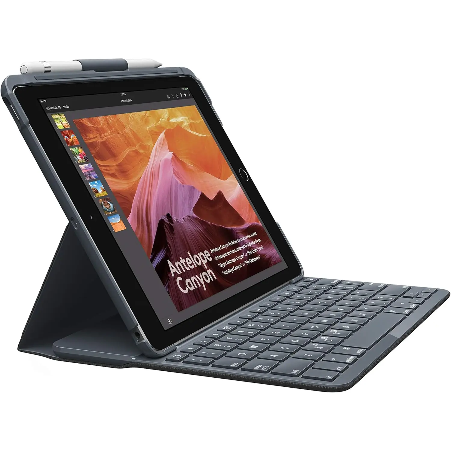 [920-009017/NEW] Logitech Slim Folio para iPad 5th/6th Gen – Funda con Teclado Bluetooth, Protección Completa, Soporte Integrado y Escritura Cómoda (Black)