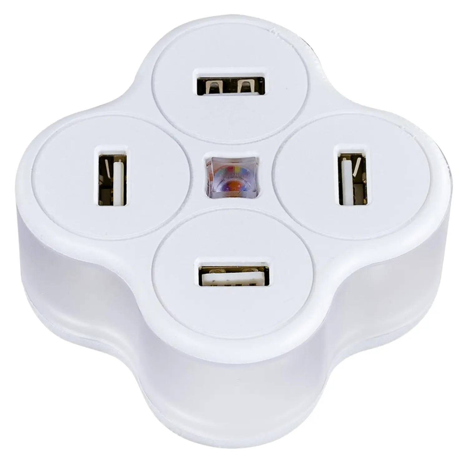 [TR14A42U/NEW] Cargador USB de Escritorio 4 Puertos 2.1A con Lámpara LED Multicolor y Cable de Alimentación
