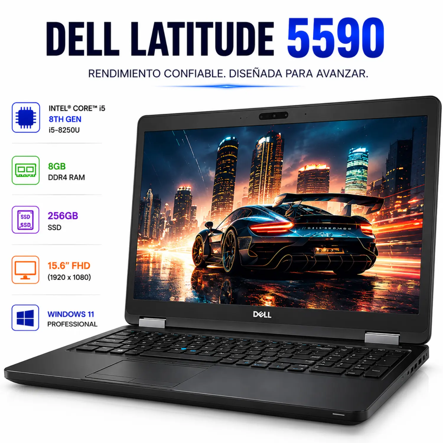 [DE5590-I5-8-256-FHD/RFB] Dell Latitude 5590 15.6" FHD Intel Core i5 8GB RAM 256GB SSD Windows 11