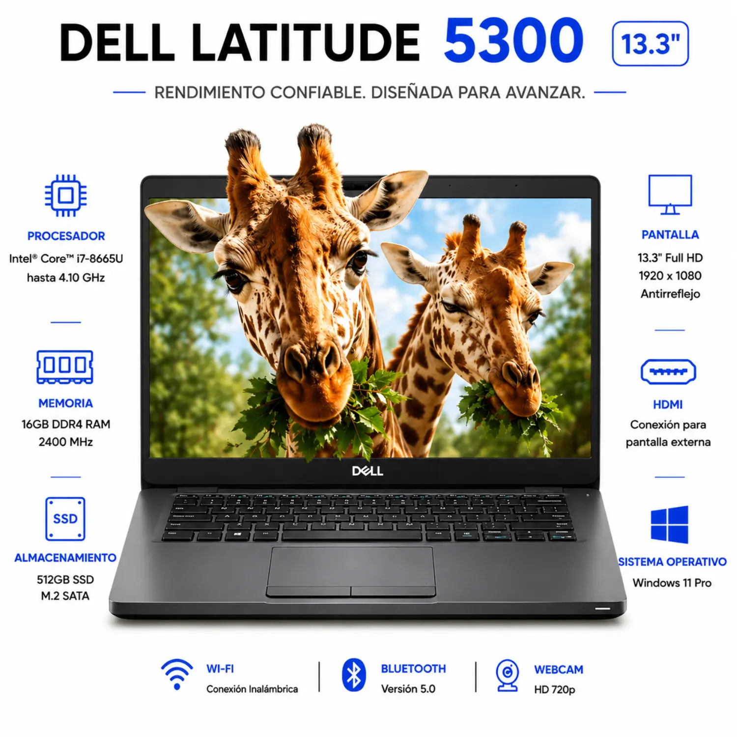 [DE5300-I7-16-512/RFB] Dell Latitude 5300 13.3" FHD Intel Core i7 16GB RAM 512GB SSD Windows 11 (Reacondicionado) 