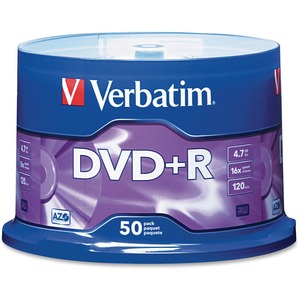 [95037/RFB] DVD grabables Verbatim 95037 - DVD+R - 16x - 4,70 GB - 50 Paquete(s) Cabezal con Ejes Rotatorios