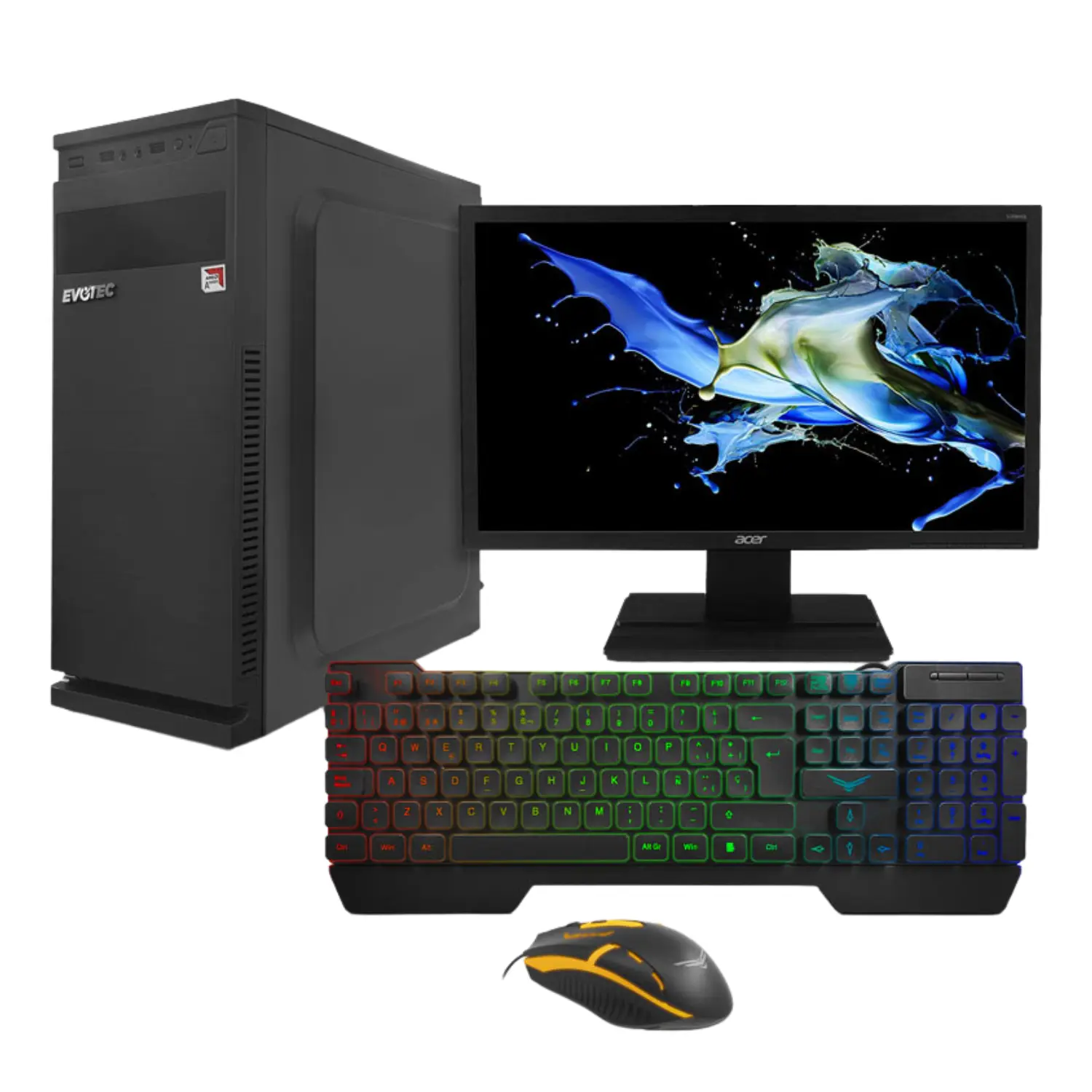 [SYSA695008GB1TBBDLE/RFB] Paquete PC Completa AMD A6 | 8GB RAM | 1TB HDD | Monitor Incluido | Kit Teclado y Mouse | Reacondicionado