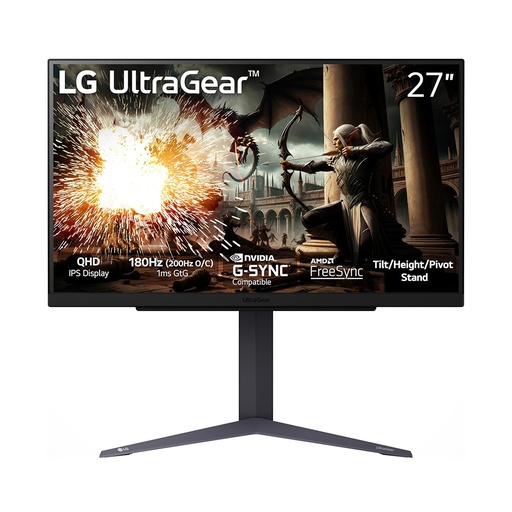 [27GS75Q-B.AUS/NEW] LG - UltraGear 27" IPS LED 180Hz 1-ms NVIDIA G-SYNC Compatible and AMD Freesync Gaming Monitor with HDR - Black