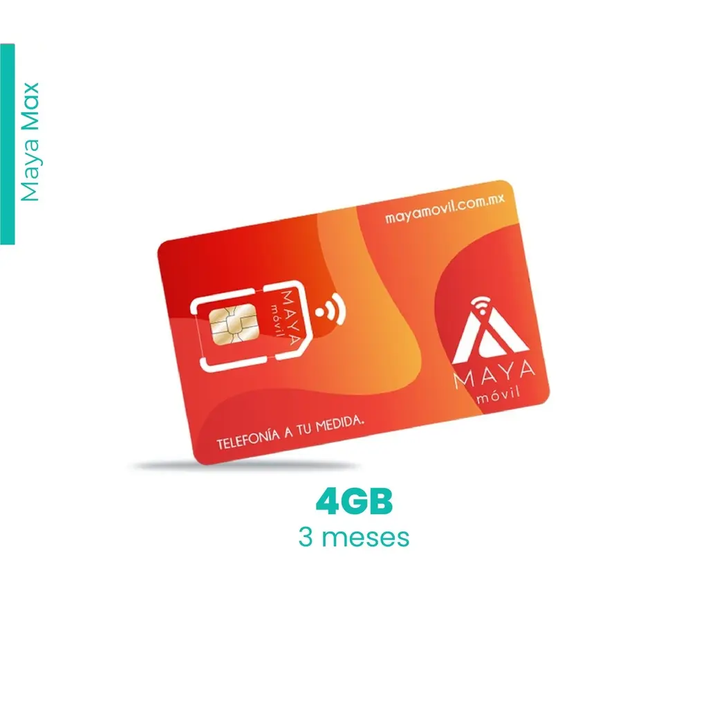 [NP-MAYA-MAX-4GB-3M/NEW] Maya Móvil Max 3 meses de vigencia, 4 Gb de datos, llamadas, SMS y redes sociales ilimitados