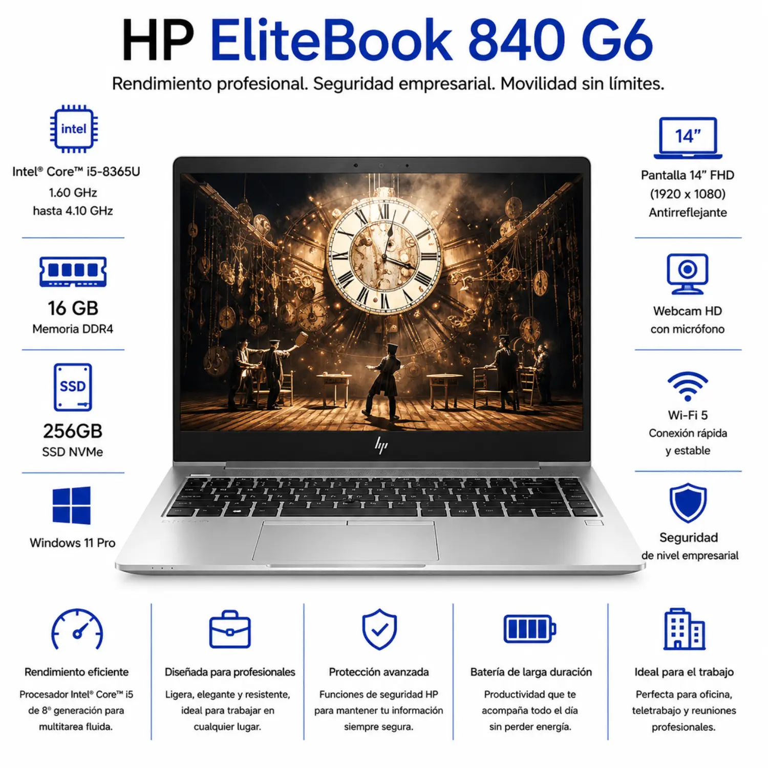 [8TJ27UC#ABA_HP_6VN3H_I/RFB] HP EliteBook 840 G6 14" FHD Intel Core i5 16GB RAM 256GB SSD (Reacondicionado) 