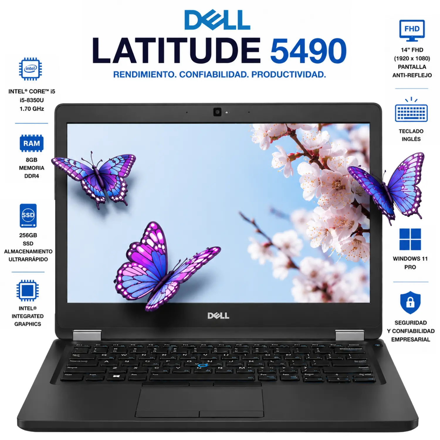 [DE5490-I5-8-256/RFB] Dell Latitude 5490 14" FHD Intel Core i5 8GB RAM 256GB SSD Windows 11 (Reacondicionado) 