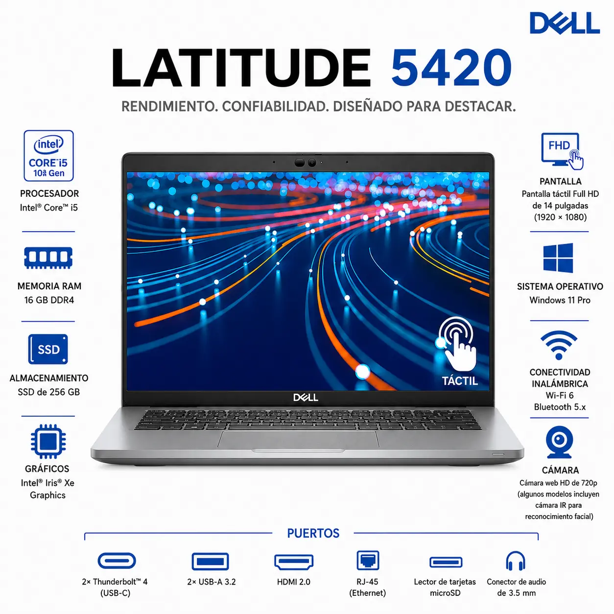 [DE5420-I5-16-256-TS/RFB] Dell Latitude 5420 14" FHD Tactil Intel Core i5 16GB RAM 256GB SSD Windows 11