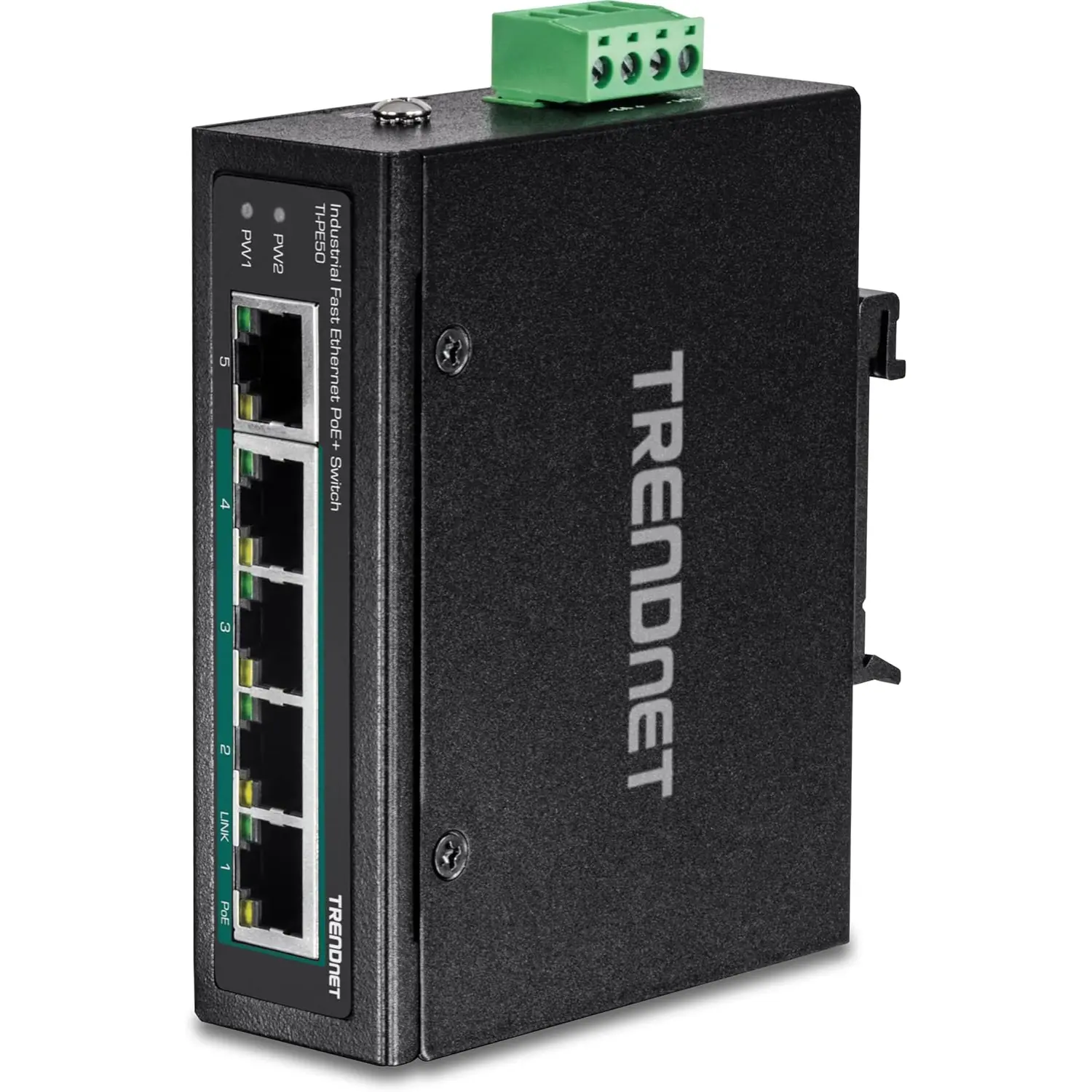 [TI-PE50/NEW] Switch Industrial Trendnet de 5 puertos, DIN-Rail PoE+ Fast Ethernet