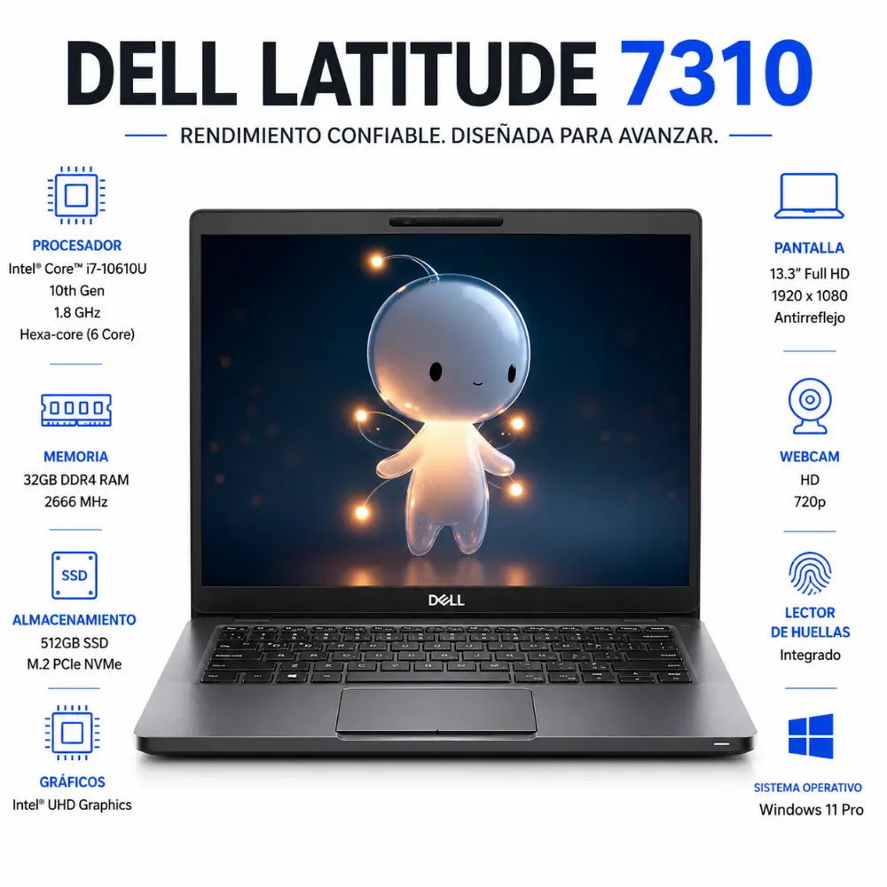 [DE7310-I7-32-512-ES/RFB] Dell Latitude 7310 13.3" FHD Intel Core i7 32GB RAM 512GB SSD Windows 11 (Reacondicionado) 
