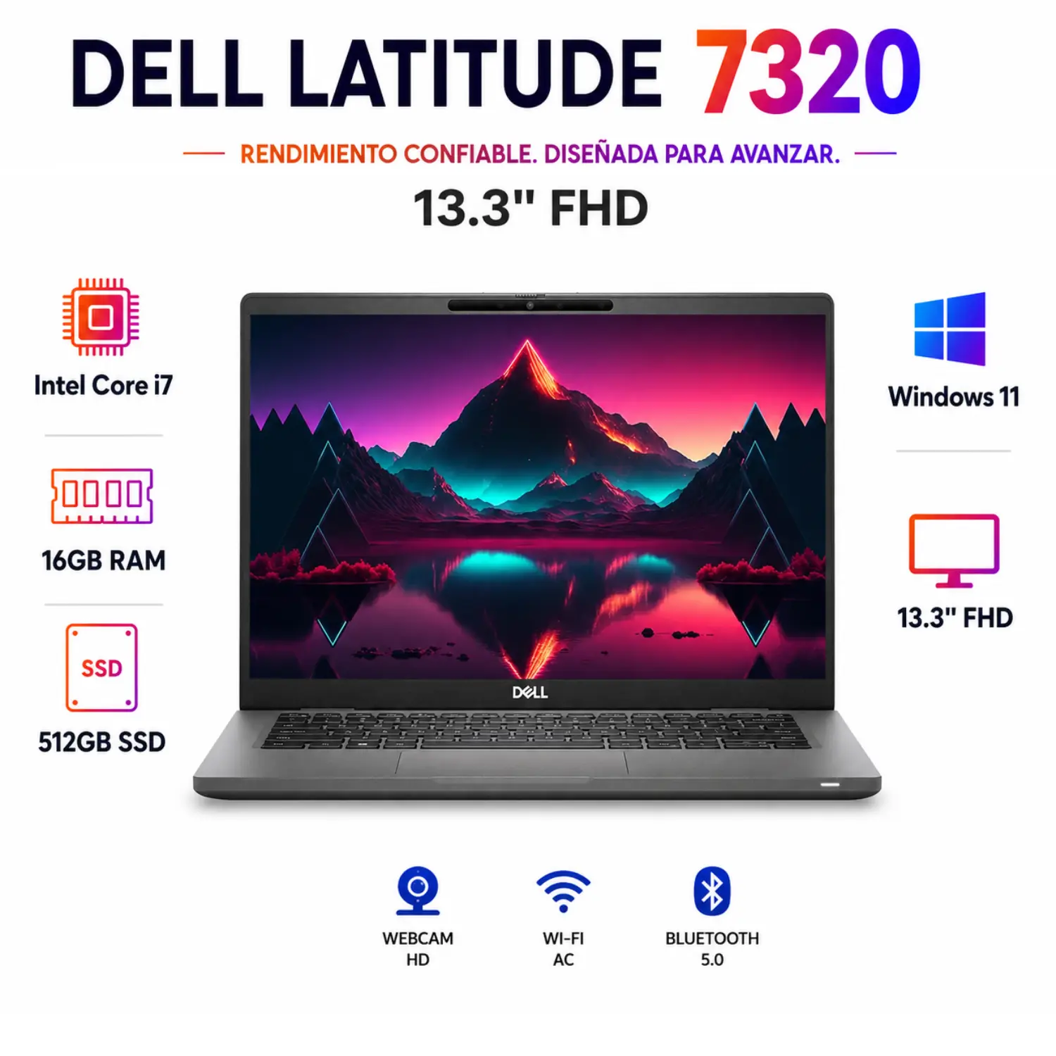 [DE7320-I7-11TH-16-512-AB/RFB] Dell Latitude 7320 13.3" FHD Intel Core i7 16GB RAM 512GB SSD Windows 11 (Reacondicionado) 