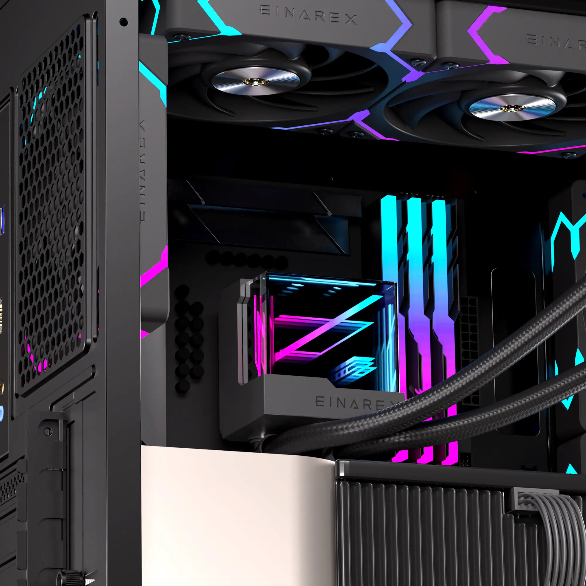 [EXWC-VX-1240R-B/NEW] Enfriamiento Líquido EINAREX Vertex 240 Black – Espejo Infinito – Fans Hidráulicos ARGB – 240mm – Intel & AMD