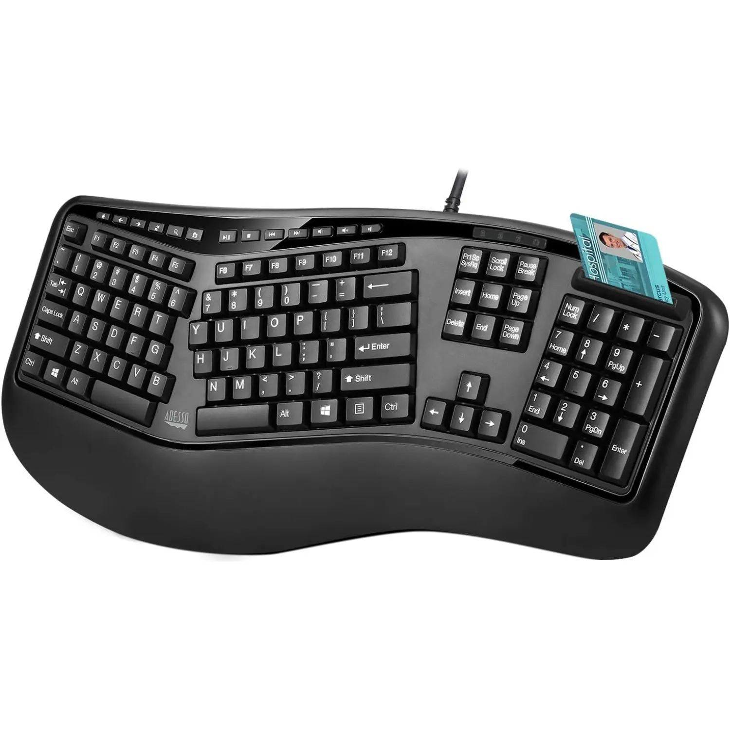 [AKB-150SB-TAA/NEW] Adesso TruForm AKB-150SB Teclado Ergonómico USB con Lector Smart Card