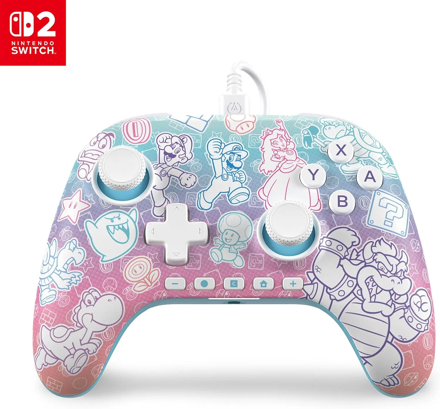 [NSGP0526-01/NEW] PowerA Advantage Wired Controller for Nintendo Switch 2 - Mushroom Kingdom